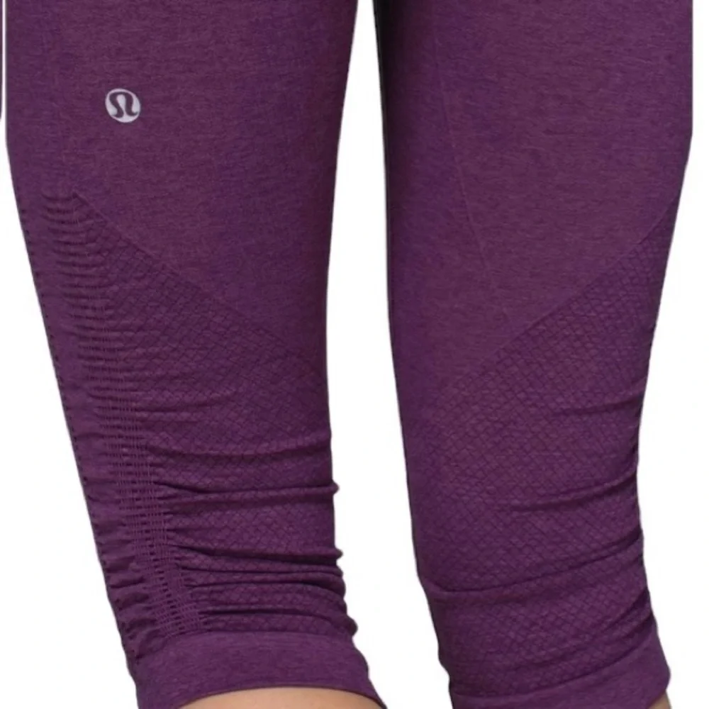 Lululemon The Flow Compression Ruched Crop II Thights Heathered Berry Yum Size 4